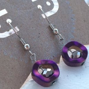 Cute small purple & silver earrings